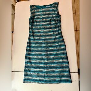 ANTONIO MELANI Teal and Black Striped Midi Dress